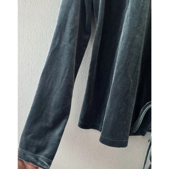 Madewell Green Velvet Ballet Top Women’s Size XS Wrap Long Sleeve V Neck Glam - Picture 3 of 6